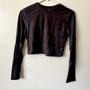 Shein Gray Long-Sleeved Crop Top